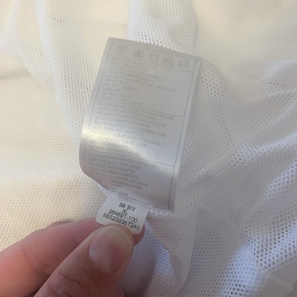 NIKE Lined Windbreaker High Neck White Sublimated Print Zip Bomber Jacket XL - Picture 16 of 16